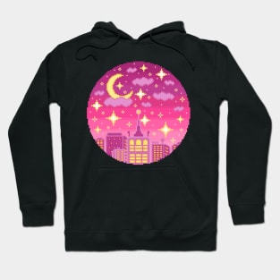 Tokyo Night Sky Pixel Art Hoodie